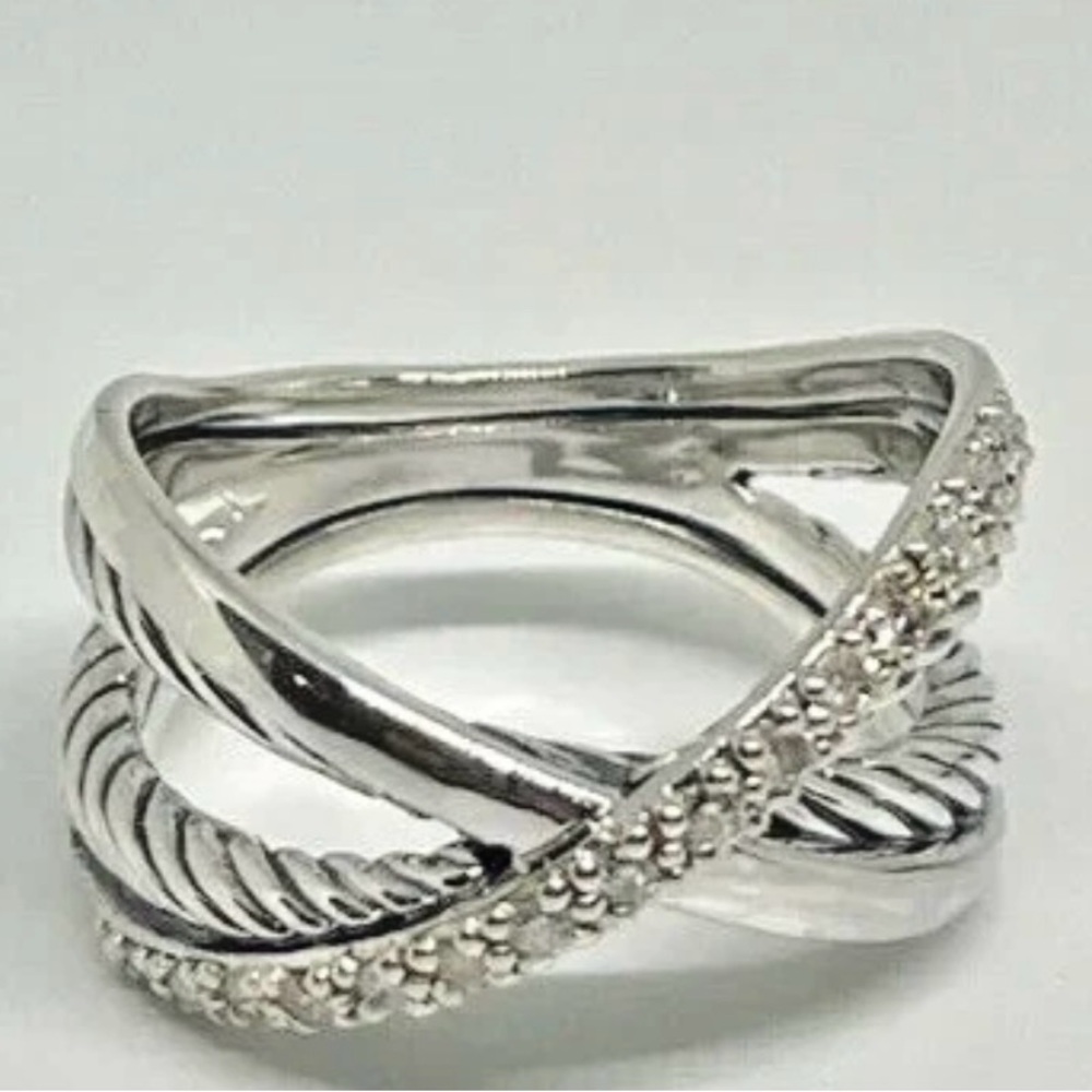 David Yurman Diamond Cable X Crossover Ring